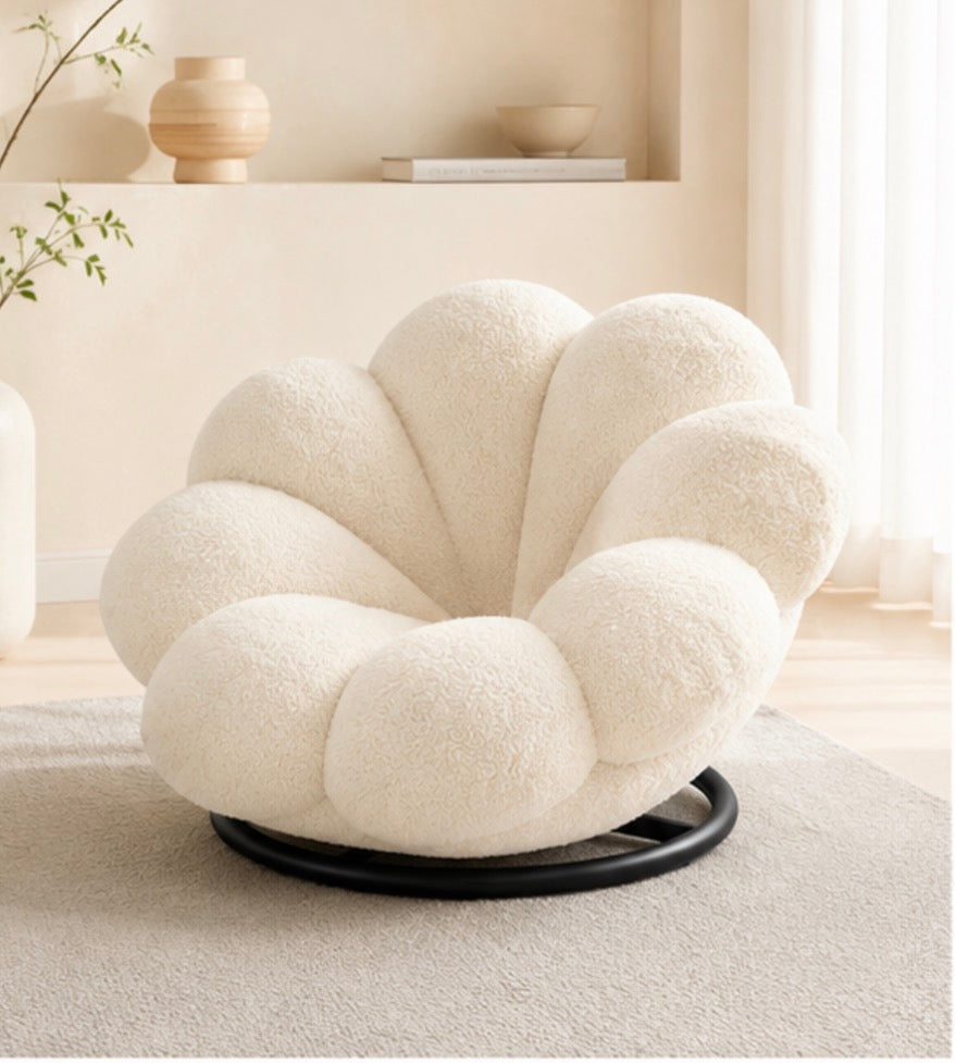 Pouf Fauteuil Design « Nuage » Pivotant blanc
