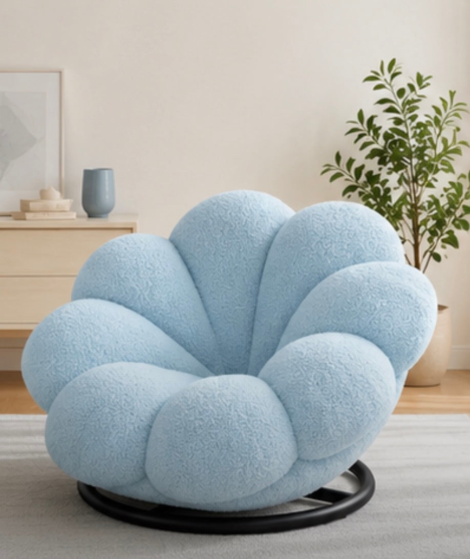 Pouf Fauteuil Design « Nuage » Pivotant bleu